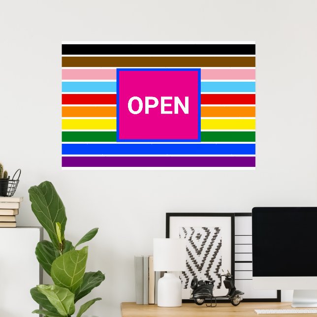 Affiche Open Pride Ally Rainbow Progress LGBT LGBTQ (Bureau à domicile)