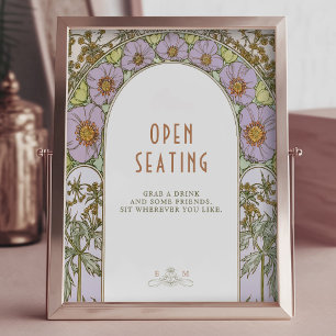 Affiche Open Seating Sign Vintage Art Nouveau by Mucha