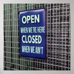 Affiche Open Sign Funny, Closed Sign Funny