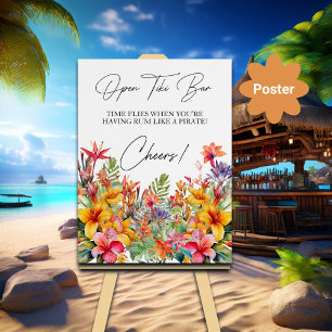 Affiche Open Tiki Bar Tropical Luau