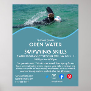 Affiche open water swimming triathlon cycle running   flye