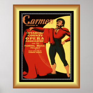 Affiche Opera ~ Carmen ~ Toreador Song ~ 1939 ~ 