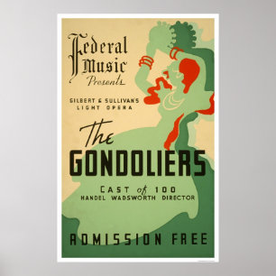 Affiche Opéra de gondoliers WPA 1937