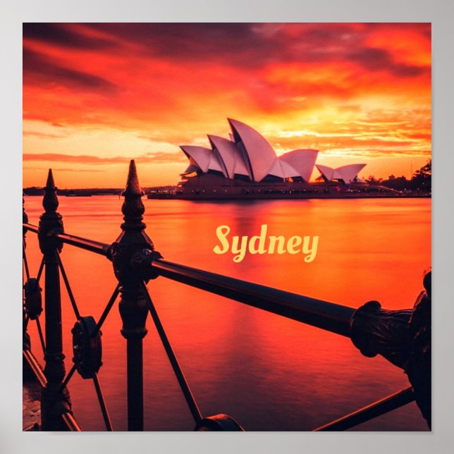 Affiche Opéra de Sydney Australie Orange Sky (Devant)