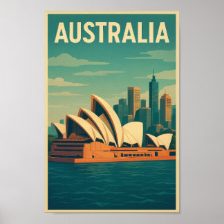 Affiche Opéra de Sydney Australie vintage