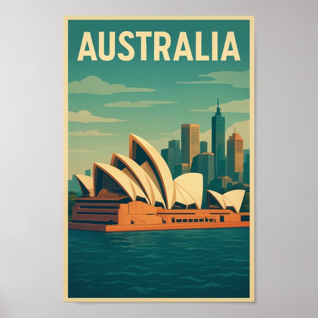 Affiche Opéra de Sydney Australie vintage (Devant)