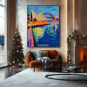 Affiche Opéra de Sydney et pont du port à Fauvist