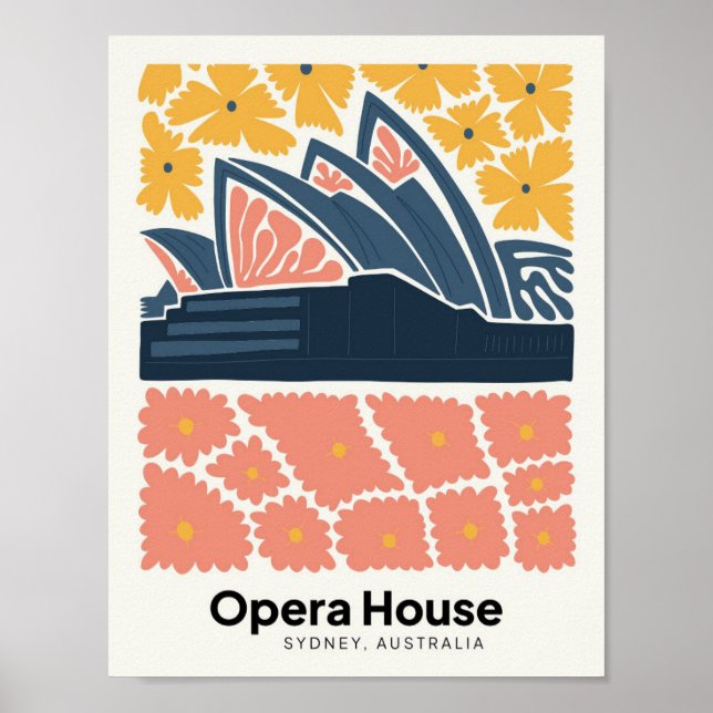 Affiche Opera House Sydney Australie voyage art floral (Devant)