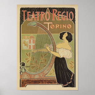 Affiche Opéra Royal Art nouveau Turin Torino