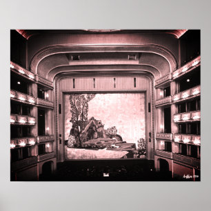 Affiche Opéra Staatsoper de Vienne Autriche vintage intéri