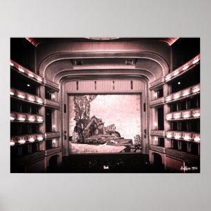 Affiche Opéra Staatsoper de Vienne en Autriche vintage int
