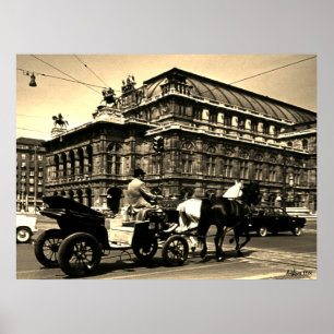 Affiche Opéra Staatsoper de Vienne en Fiacre d'époque Autr