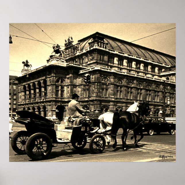 Affiche Opéra vintage Autriche Vienne Fiaker Staatsoper (Devant)