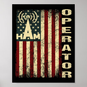 Affiche Opérateur radio amateur radio ham drapeau patrioti