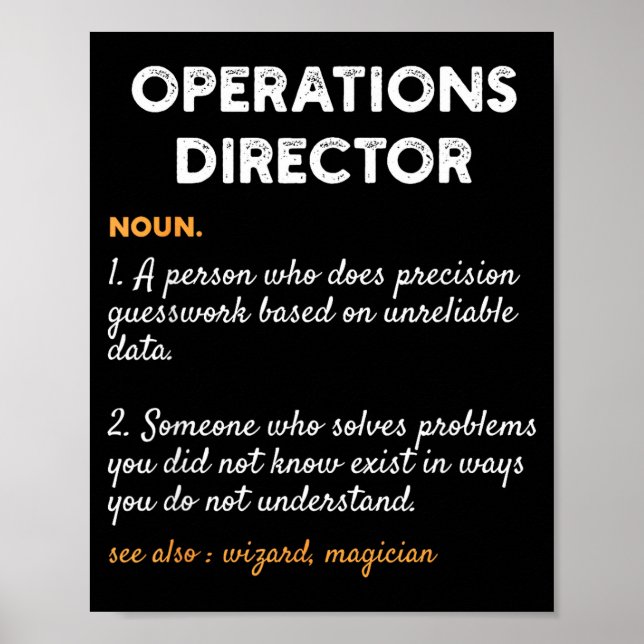 Affiche Operations Director Profession Funny Dictionary De (Devant)