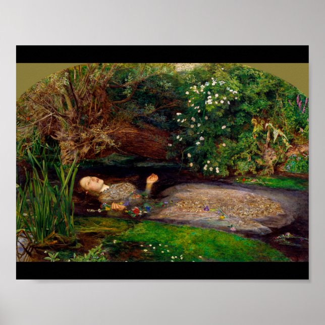 Affiche Ophelia, John Everett Millais, 1851-1852 (Devant)