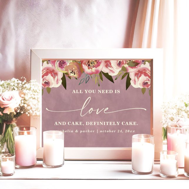 Affiche Ophelia rose Tout ce dont vous avez besoin est Lov (Say "I DO" to Romantic Watercolor Florals and a Cottagecore Vibe with the Ophelia Wedding Suite.)