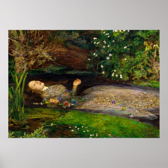 Affiche Ophélie, 1851 par John Everett Millais (Devant)