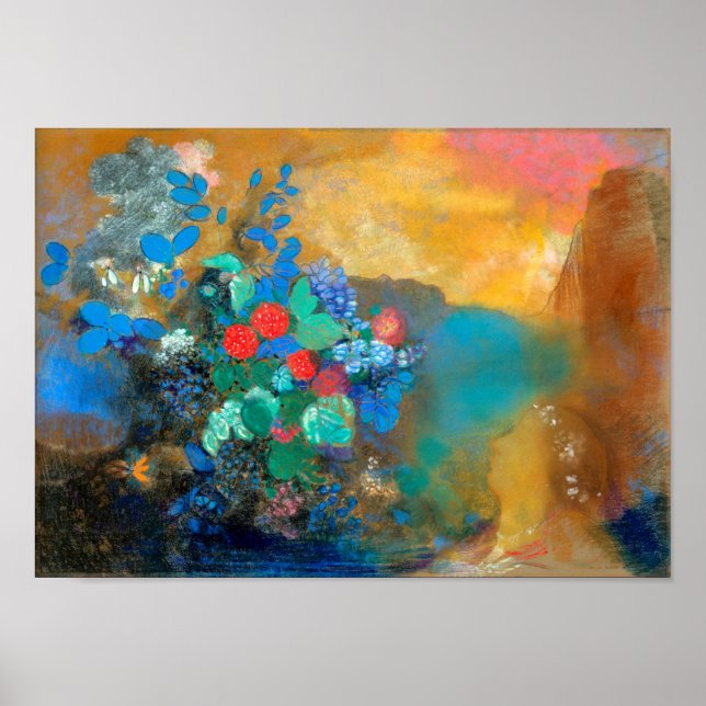 Affiche Ophélie parmi les Fleurs, Redon (Devant)