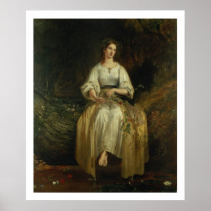 Affiche Ophélie tissant ses guirlandes, 1842 (huile sur le