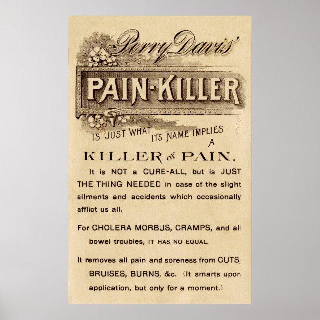 AFFICHE OPIATE PAIE KILLER BREVETS MÉDECINE (Devant)