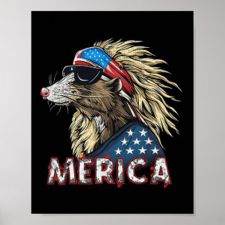 Affiche Opossum Possum - Patriotique Usa 4 juillet Amériqu