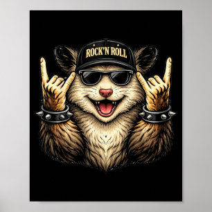 Affiche Opossum Rock On Musique Métal Lourds Drôle Hommes