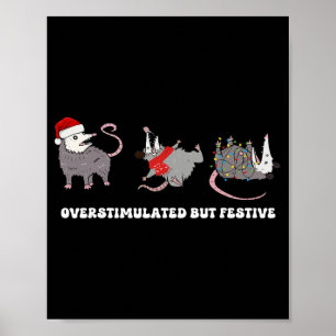 Affiche Opossums drôles de Père Noël surexcités mais festi