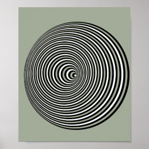 Affiche Optical illusion 3D white Optical 3 D Circle