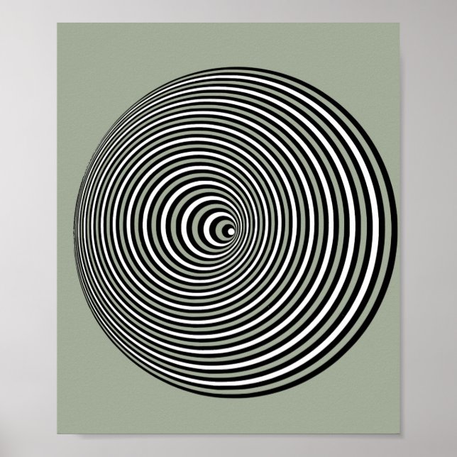 Affiche Optical illusion 3D white Optical 3 D Circle (Devant)