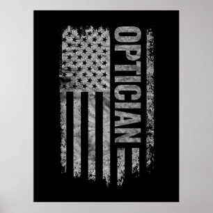 Affiche Opticien drapeau USA design en détresse