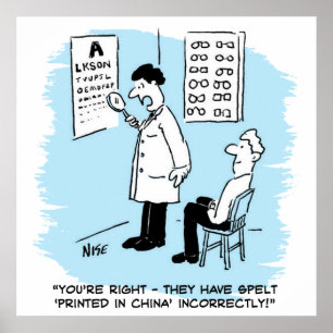 Affiche Opticien faisant un examen de la vue