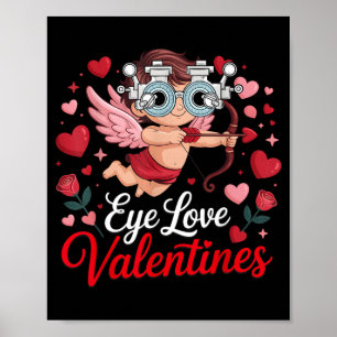 Affiche Optométrie Je T'aime Saint-Valentin Opticien Médec