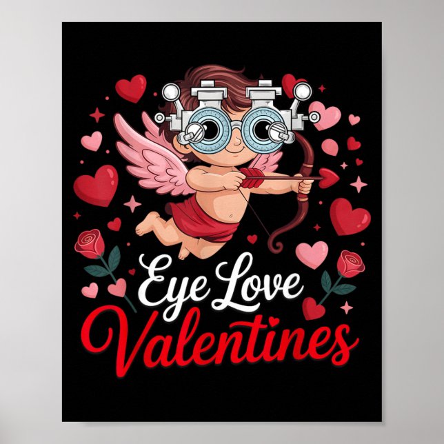 Affiche Optométrie Je T'aime Saint-Valentin Opticien Médec (Devant)
