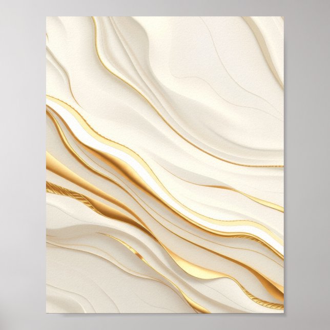 Affiche "Opulent Gold and Cream Marble Swirls" (Devant)