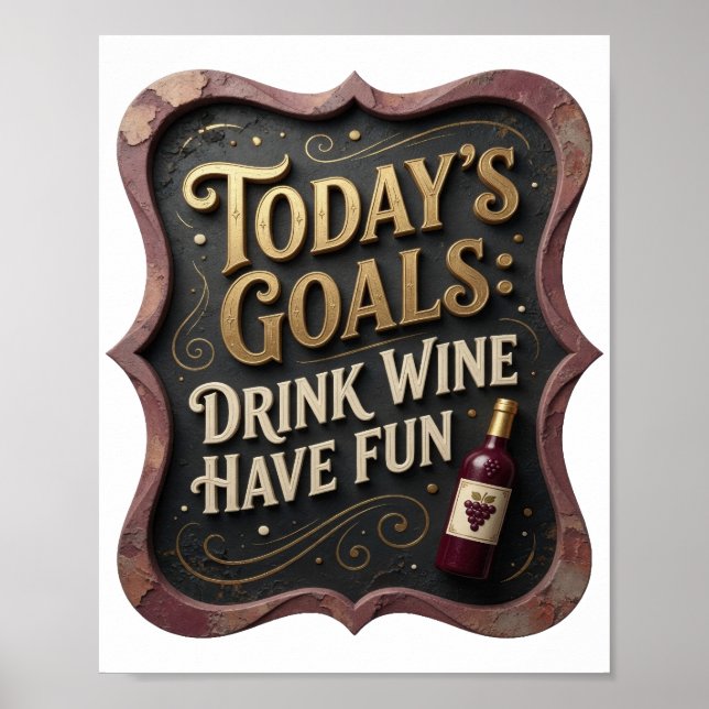 Affiche Or Amusant OR DRINK WINE S'AMUSER LES OBJECTIFS D' (Devant)