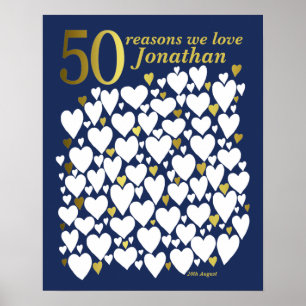Affiche Or bleu 50e anniversaire 50 raisons pour lesquelle
