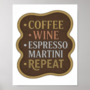 Affiche Or brut EDGE CAFE VIN MARTINI EXPRESS RÉPÉTER