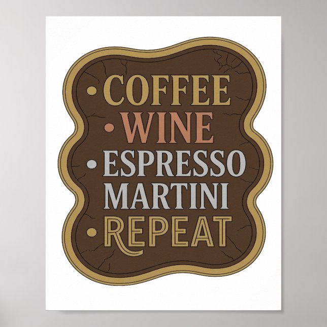 Affiche Or brut EDGE CAFE VIN MARTINI EXPRESS RÉPÉTER (Devant)