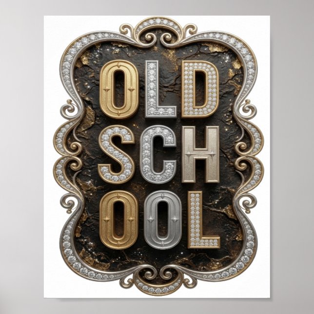 Affiche Or Classique OLD SCHOOL Design Gras (Devant)