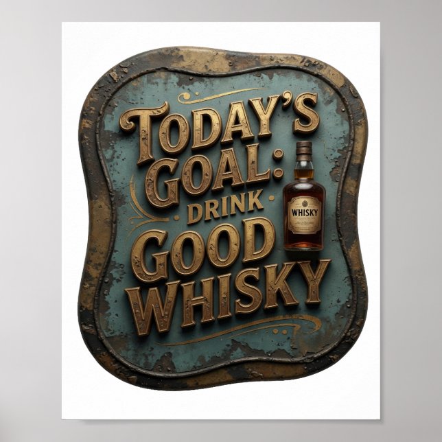 Affiche Or élégant BOISSON DE QUALITÉ AUJOURD'HUI WHISKY (Devant)