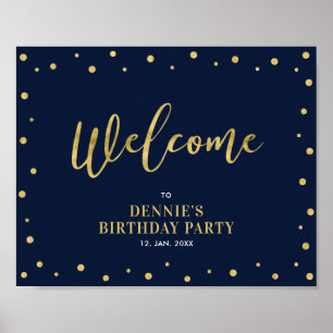 Affiche Or et marine Symbole moderne Confetti Welcome Pa