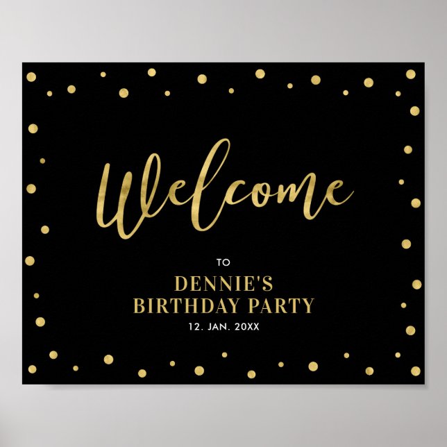 Affiche Or et noir | Symbole moderne Confetti Welcome Part (Devant)