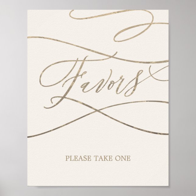 Affiche Or Gold Calligraphy | Faveurs de mariage ivoire (Devant)