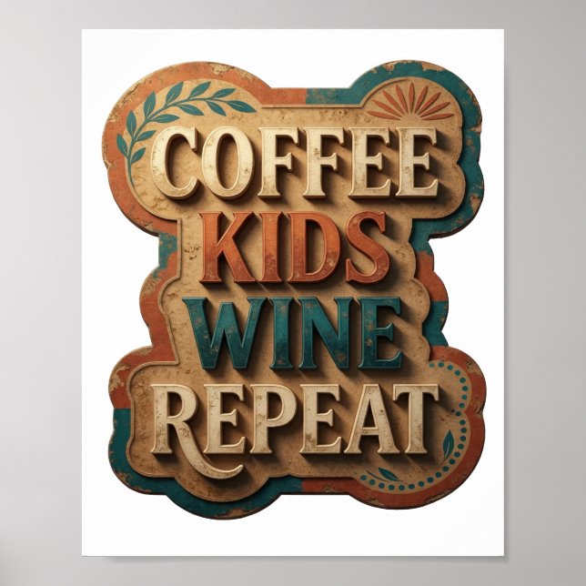 Affiche Or Gold ENFANTS CAFÉ VIN RÉPÉTER (Devant)