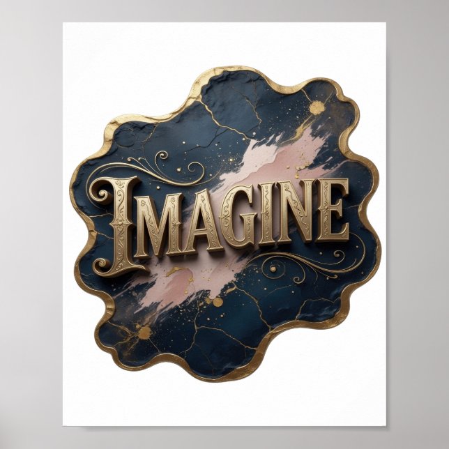 Affiche Or IMAGINE en or captivant (Devant)