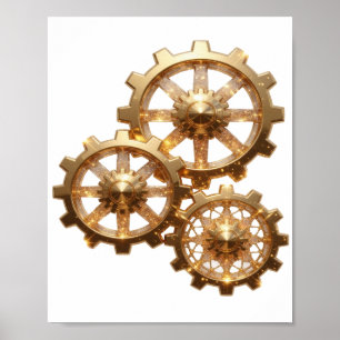 Affiche Or Moderne ENGRENAGES DE RICHESSE