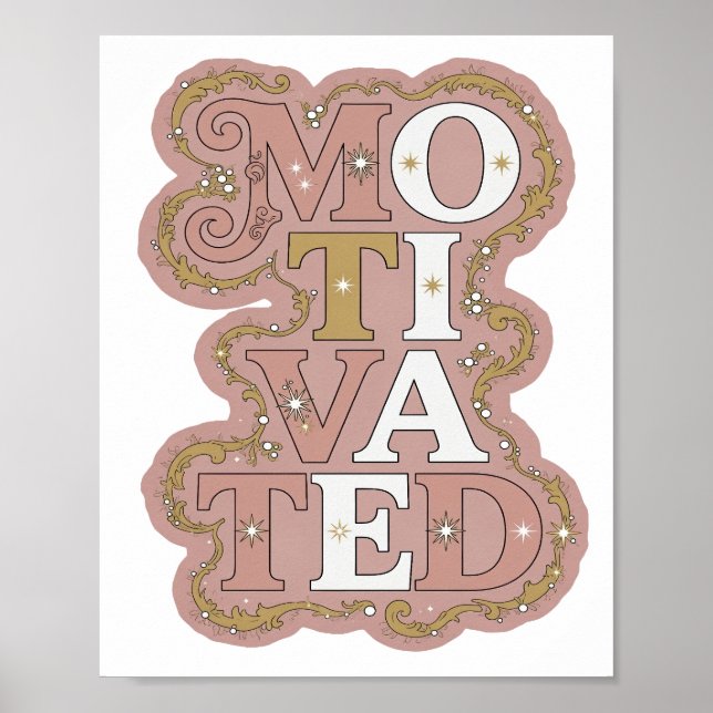 Affiche Or MOTIVÉ Art Text 3D Propre (Devant)