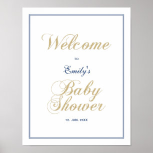 Affiche Or & Navy Panneau de bienvenue pour une baby sho