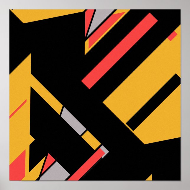 Affiche Or noir avec design en diagonale gris-rouge (Devant)